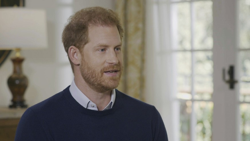 This undated screengrab issued by ITV on Friday Jan. 6, 2023 shows Britain&#039;s Prince Harry speaking during an interview with ITV&#039;s Tom Bradby for the programme Harry: The Interview. (Harry: T ...