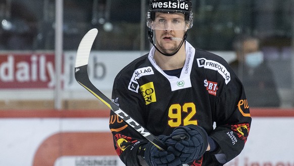 Berns Gaetan Haas im Eishockey Meisterschaftsspiel der National League zwischen dem SC Bern und den SC Rapperswil Jona Lakers, am Mittwoch, 16. Dezember 2020, in der PostFinance Arena in Bern. (KEYSTO ...