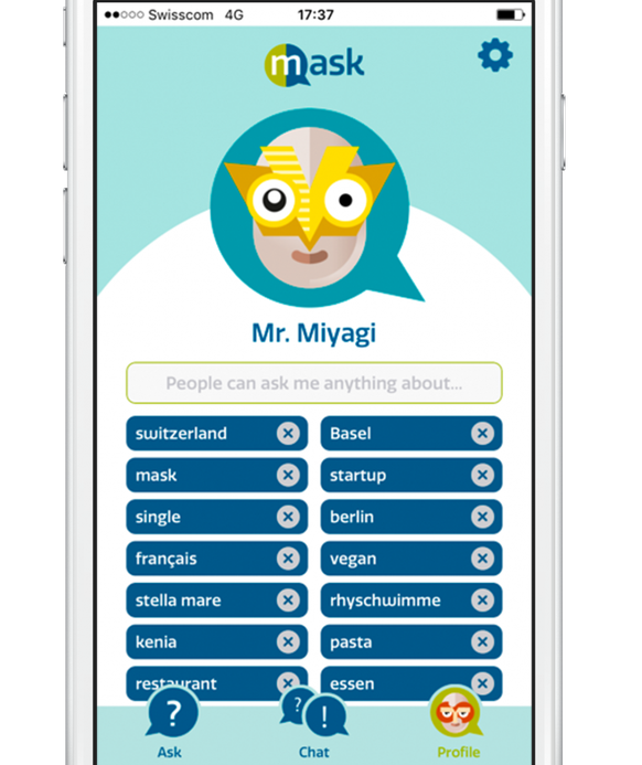 Der Name ist Programm: Bei Ask Mask gibt es Masken statt Profilfotos.