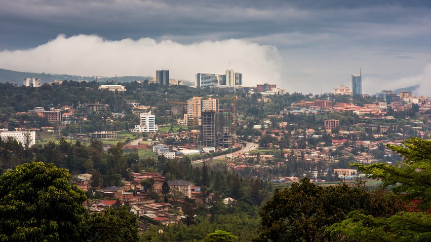 Kigali city centre skyline and surrounding areas