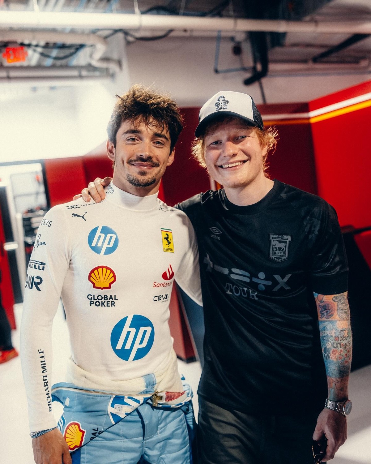 Charles Leclerc et Ed Sheran.