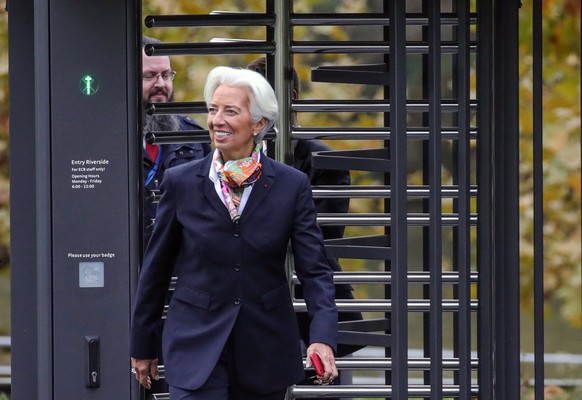 epa07971267 President of European Central Bank (ECB) Christine Lagarde arrives for the first day in office in Frankfurt Main, Germany, 04 November 2019. EPA/ARMANDO BABANI
