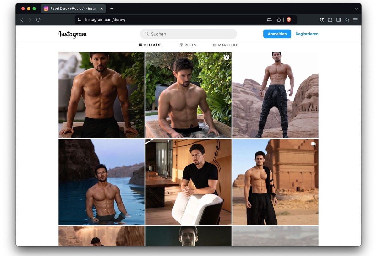 Screenshot des Instagram-Profils von Pawel Durow, Telegram-Gründer.