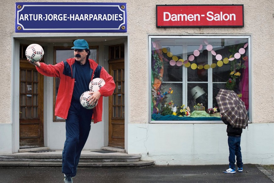 Pflegt auch den Damenbart: Artur Jorge vor seinem Coiffeur-Salon.