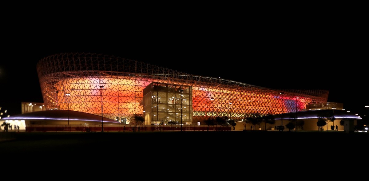 FIFA Fu�ball WM 2022, Sportst�tten, Ahmed bin Ali Stadion General view outside the Ahmed Bin Ali Stadium in Al Rayyan, Qatar, taken at night-time in the build up to the 2022 FIFA World Cup, WM, Weltme ...
