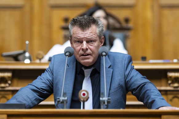 Reto Nause, Mitte-BE, spricht zur Ruestungsdebatte, an der Sommersession der Eidgenoessischen Raete, am Donnerstag, 5. Juni 2025 im Nationalrat in Bern. (KEYSTONE/Alessandro della Valle)
