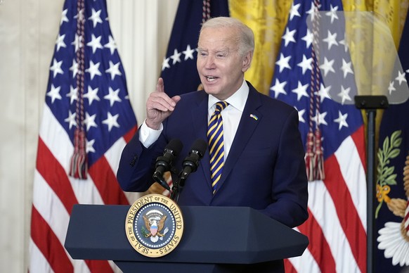 President Joe Biden speaks during a Black History Month reception in the East Room of the White House in Washington, Tuesday, Feb. 6, 2024. (AP Photo/Andrew Harnik)
Joe Biden