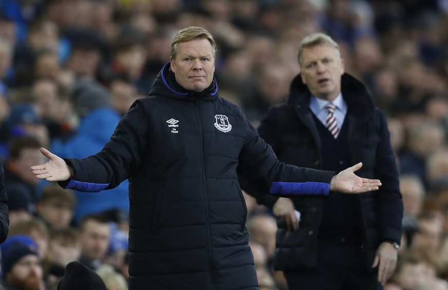 Britain Football Soccer - Everton v Sunderland - Premier League - Goodison Park - 25/2/17 Everton manager Ronald Koeman and Sunderland manager David Moyes Action Images via Reuters / Carl Recine Livep ...