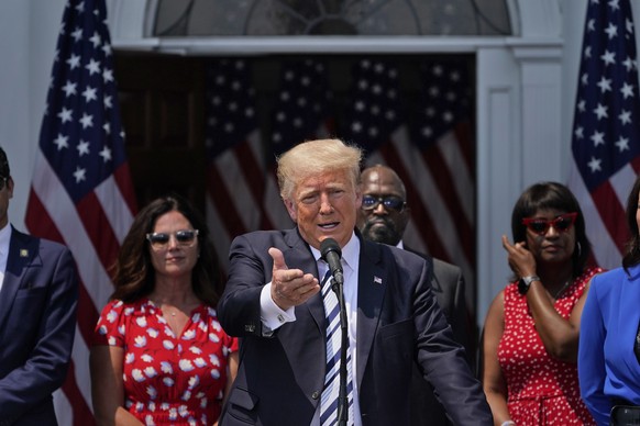 Former President Donald Trump speaks at Trump National Golf Club in Bedminster, N.J., Wednesday, July 7, 2021. (AP Photo/Seth Wenig)
Donald Trump