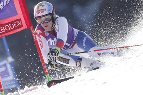 Loïc Meillard beim Riesenslalom von Adelboden.