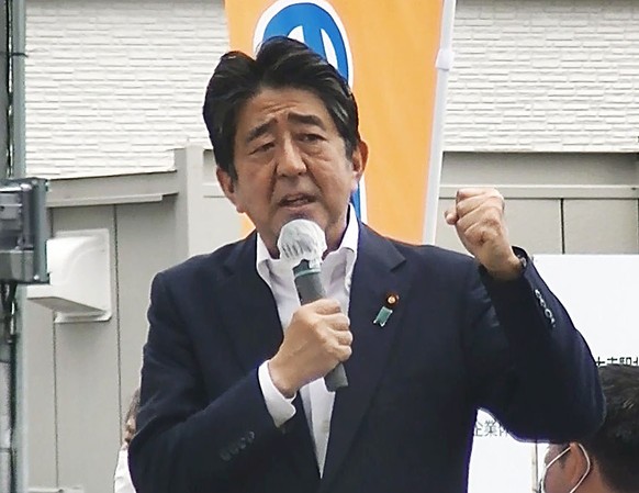 In this image from a video, Japan���s former Prime Minister Shinzo Abe makes a campaign speech in Nara, western Japan shortly before he was shot Friday, July 8, 2022. Former Japanese Prime Minister Sh ...