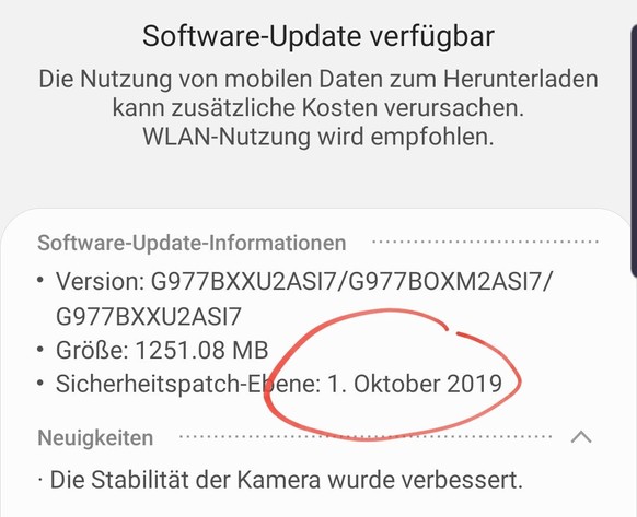 Mit dem Sicherheitspatch für Oktober 2019 wird die Lücke geschlossen. Samsung hat bereits reagiert.