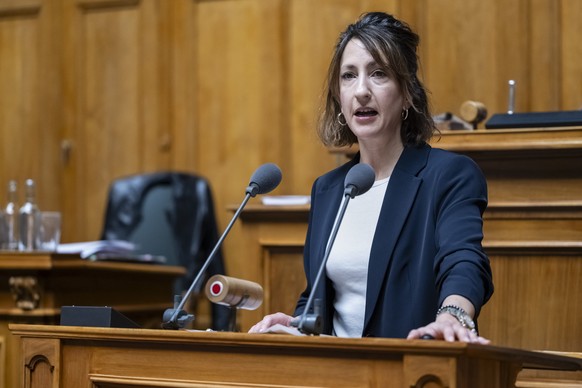 Jessica Jaccoud, SP-VD, spricht zur Grossen Kammer, an der Fruehjahrssession der Eidgenoessischen Raete, am Donnerstag, 14. Maerz 2024 im Nationalrat in Bern. (KEYSTONE/Alessandro della Valle)