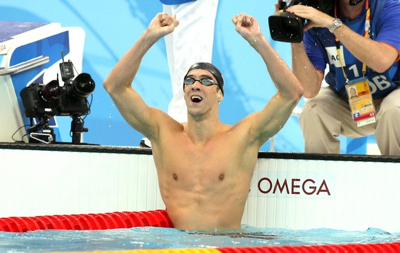 Bildnummer: 03859894 Datum: 10.08.2008 Copyright: imago/Hoch Zwei/Christians
Michael Phelps (USA) - Olympiasieger über 400m Lagen; Vdig quer close Jubel Sieg, Sieger Olympiasieg Olympische Spiele 2008 ...