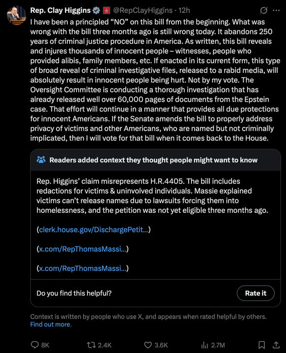 Clay Higgins Epstein Files