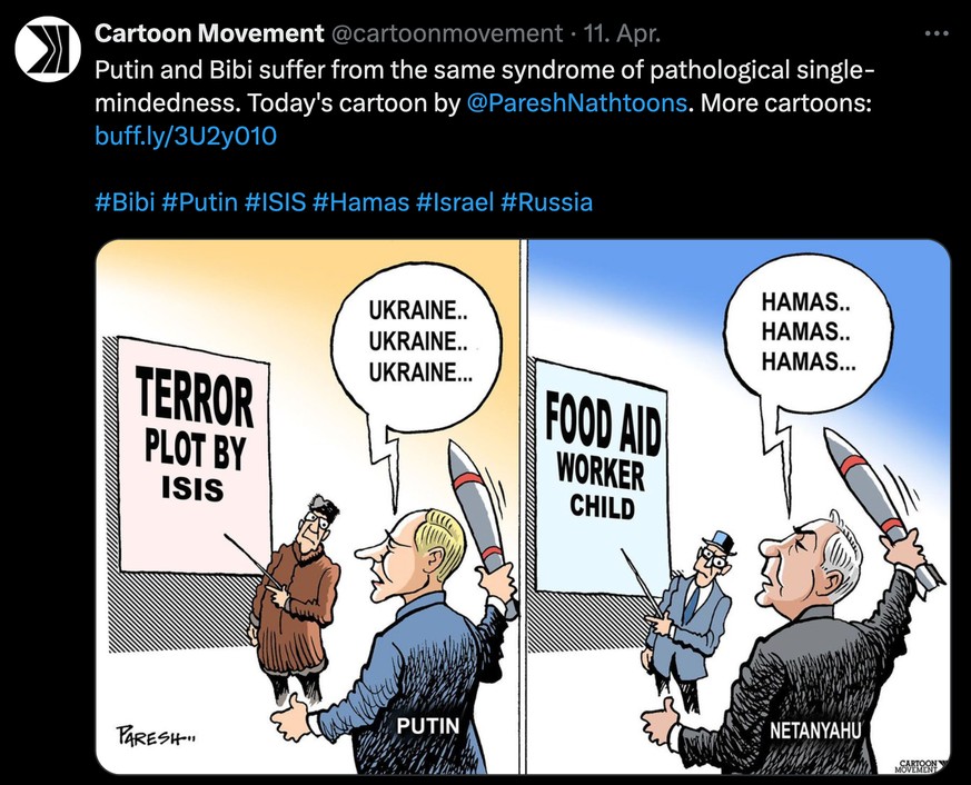 Karikatur zu Putin und Netanyahu.