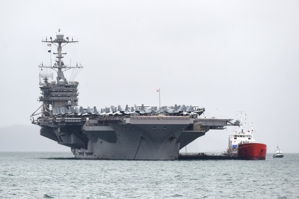 epa09701835 (FILE) - A general view of US Navy&#039;s USS Harry S. Truman Navy in Portsmouth, Britain, 06 October 2018 (reissued 22 January 2022). The Pentagon on 21 January 2022 announced that aircra ...