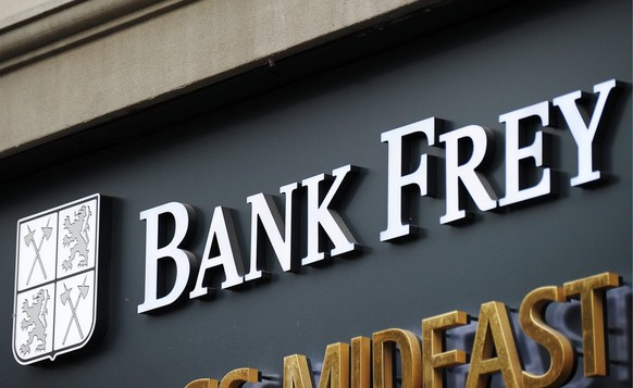 Der Schriftzug der Bank Frey, aufgenommen am Donnerstag, 18. April 2013, an der Bahnhofstrasse in Zuerich. Die USA werfen einem Banker der Bank Frey sowie einem Partner der Kanzlei Niederer Kraft &amp ...