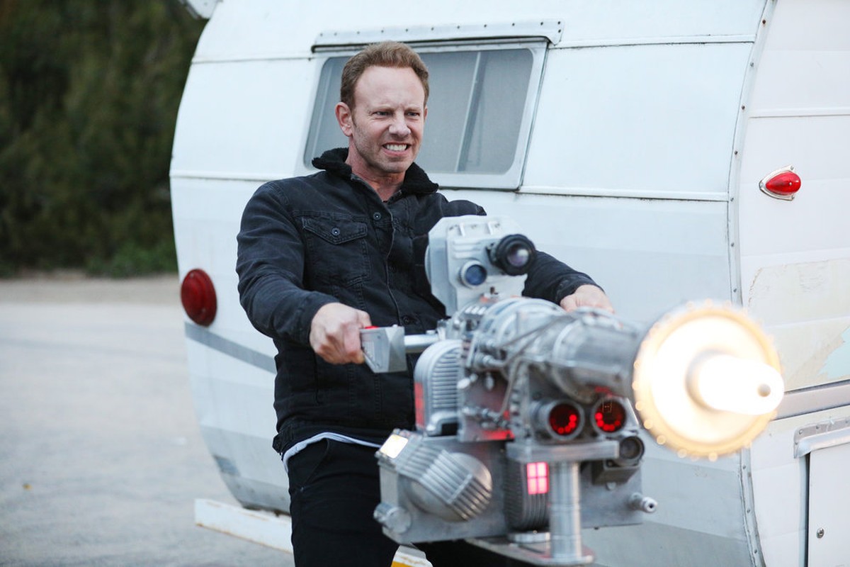 THE LAST SHARKNADO: IT'S ABOUT TIME -- Pictured: Ian Ziering as Fin Shepard -- (Photo by: Anastasiya Sergienya/Fells Point Productions/SYFY)