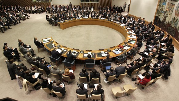 The Security Council meets to discuss the situation in Syria at United Nations headquarters Tuesday, Jan. 31, 2012. Syrian troops crushed pockets of rebel soldiers Tuesday on the outskirts of Damascus ...