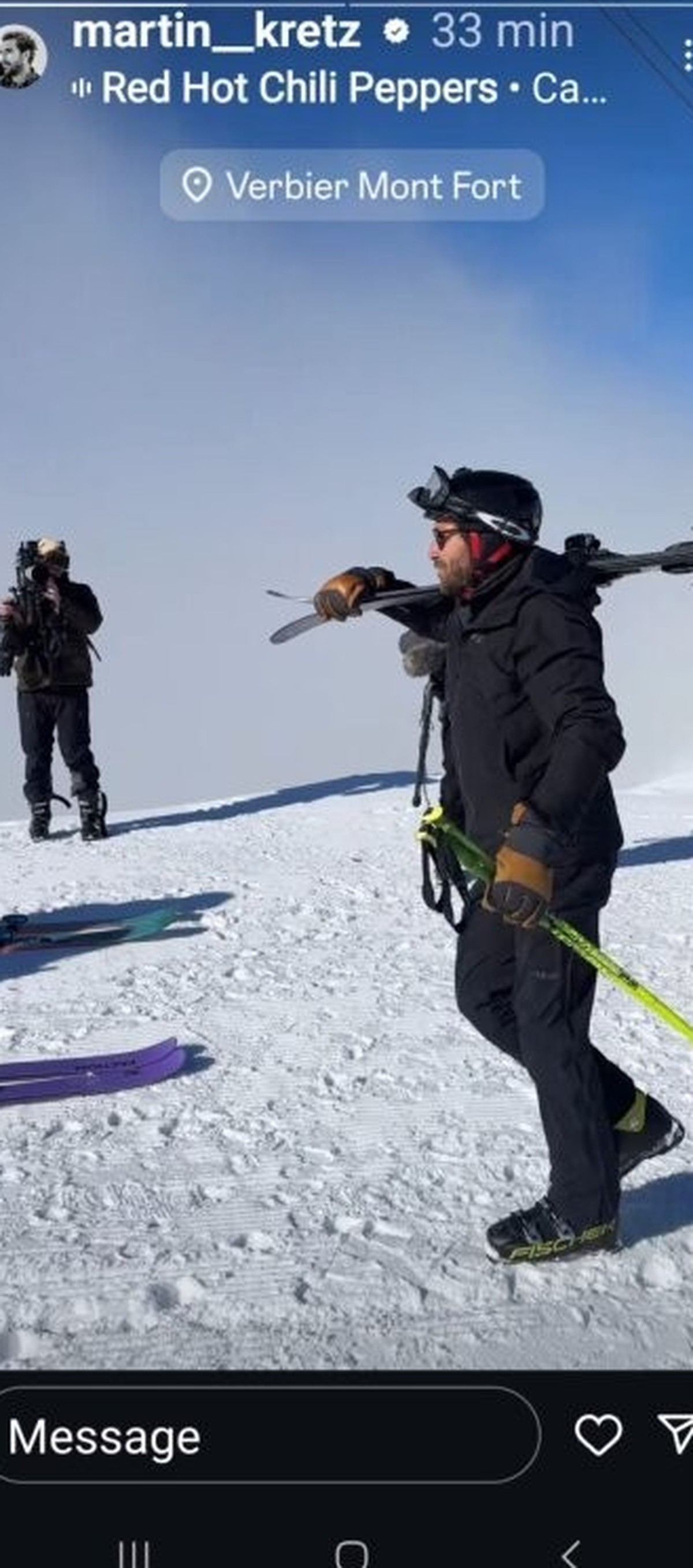 Kretz a partagé plusieurs stories à Verbier.