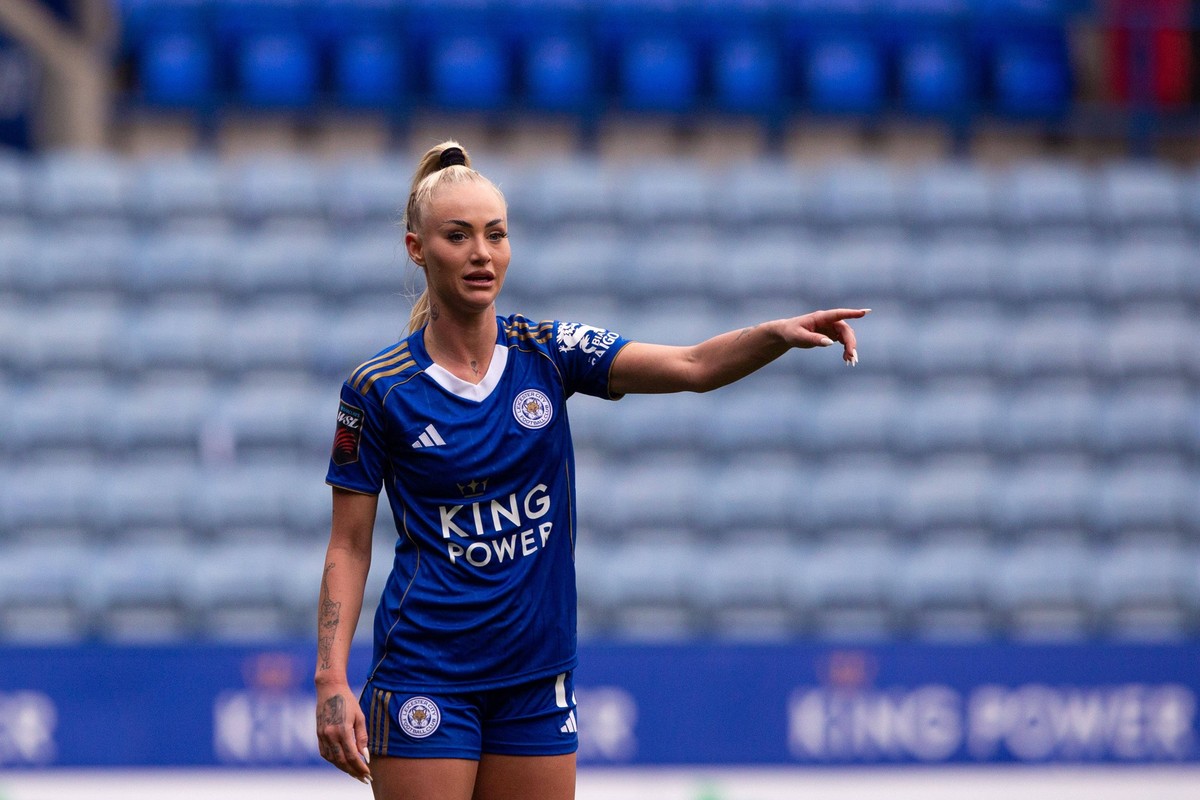LEICESTER, ENGLAND - MARCH 22. Headshot of Alisha Lehmann of Leicester City at The King Power Stadium in Leicester on March 22 2026. PUBLICATIONxNOTxINxBRAxMEX Copyright: xSeanxWalshx Sportspressphoto ...