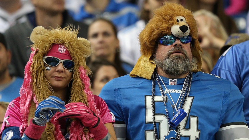 DETROIT, MI - OCTOBER 19: Detroit Lions fans look on during the first quarter of the game against the New Orleans Saints at Ford Field on October 19, 2014 in Detroit, Michigan. Leon Halip/Getty Images ...