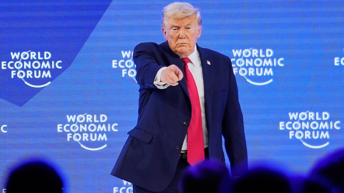 President Donald Trump reacts after his speech during the Annual Meeting of the World Economic Forum in Davos, Switzerland, Wednesday, Jan. 21, 2026. (AP Photo/Markus Schreiber)
Switzerland Davos Trum ...