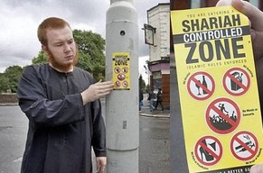 In London wurden schon vorher Flyer mit der Aufschrift «Shariah Controlled Zone» von Islamisten aufgehängt und verteilt.