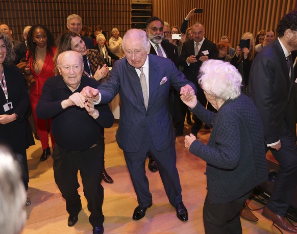 Britain&#039;s King Charles III visits a JW3 Jewish community centre in London, Friday Dec. 16, 2022, as the Jewish community prepares to celebrate Chanukah. JW3 is a Jewish community centre that is o ...