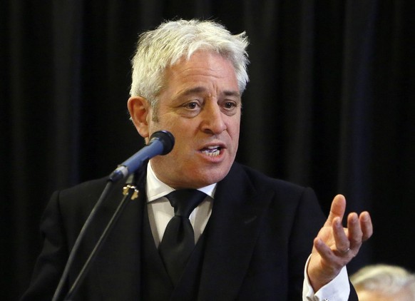 FILE - In this file photo dated Thursday, March 22, 2018, John Bercow, Speaker of the House of Commons speaks at Westminster Hall inside the Palace of Westminster in London. Bercow dealt a potentially ...