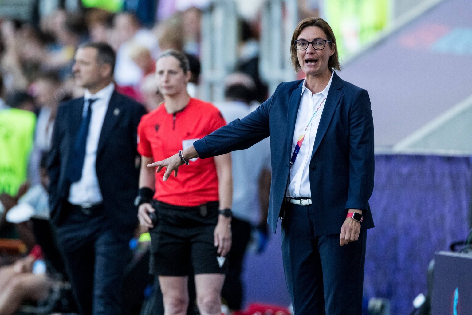 UEFA WOMEN’S EURO ENGLAND 2022: Frankreich - Belgien; 14.07.2022 Corinne Diacre (Trainerin Frankreich) UEFA WOMEN’S EURO ENGLAND 2022: Frankreich - Belgien; New York Stadium, Rotherham, 14.07.2022 *** ...