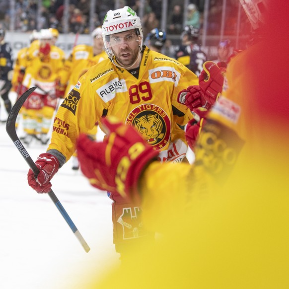 Tigers Chris DiDomenico, jubelt nach dem 1:0, waehrend des Meisterschaftsspiels der National League, zwischen dem HC Fribourg-Gotteron und den SCL Tigers, am Sonntag, 5. Januar 2020, in der BCF Arena  ...