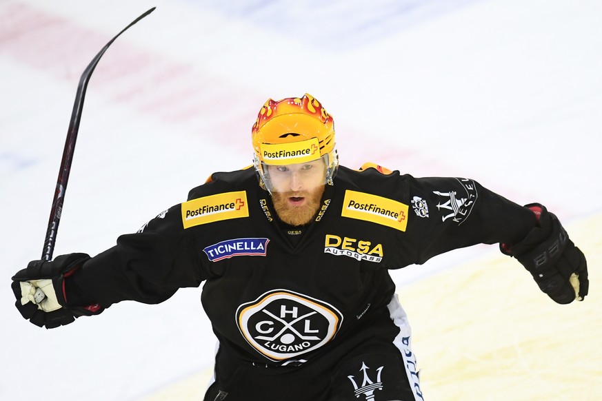 LuganoÕs Topscorer Linus Klasen during the preliminary round game of National League Swiss Championship 2017/18 between HC Lugano and SCL Tigers, at the ice stadium Resega in Lugano, Switzerland, Sund ...