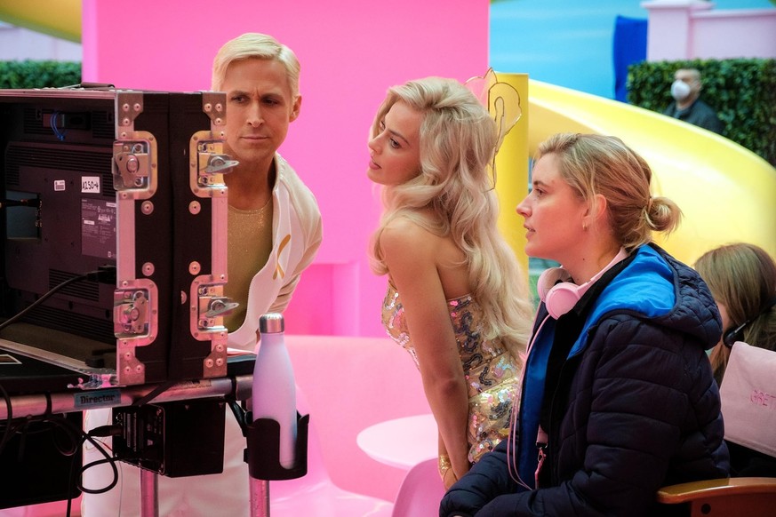 Ryan Gosling, Greta Gerwig, and Margot Robbie in Barbie (2023)