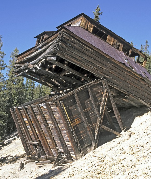 Mining Building after sliding down a mountain side in St. Elmo in Colorado
ghost town