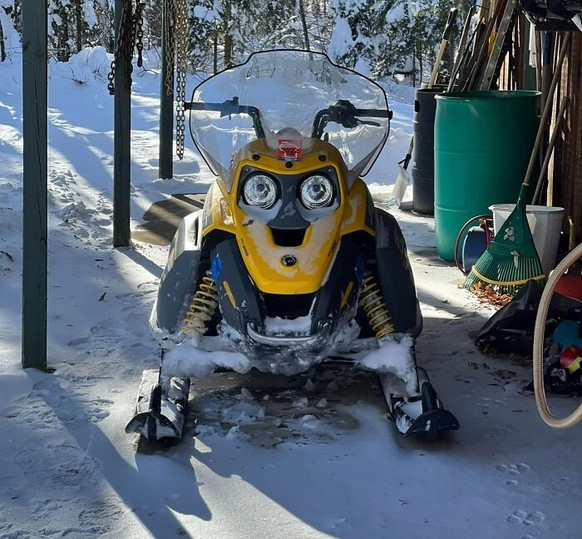 Schneemobil mit Gesicht