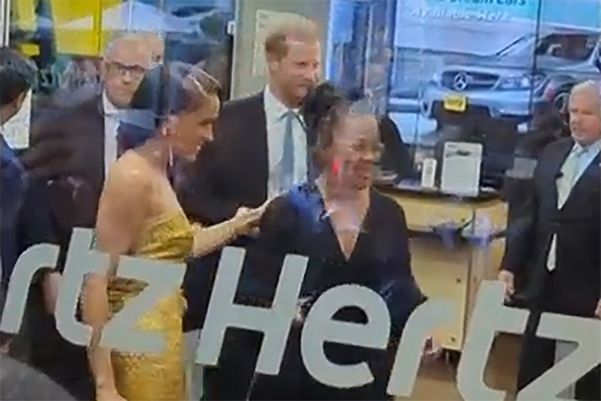 Prince Harry and his wife Meghan Markle arrive at venue prior to car incident, Tuesday, May 16, 2023, in New York. The couple's office says the pair and Meghan's mother were followed by vehi ...