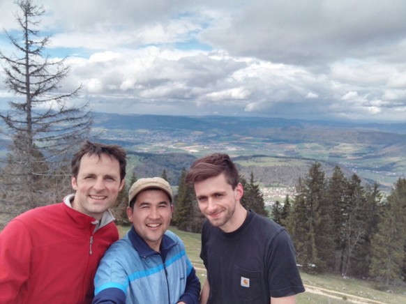 Jan, Hamid und Thomas auf dem Sommet des Mont Raimeux.