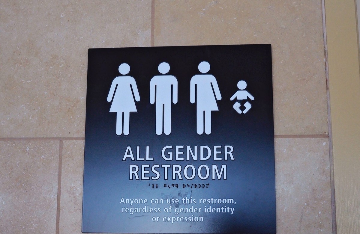 epa05303101 (FILE) A file picture dated 16 april 2016 shows an 'All Gender' bathroom sign at the San Diego International Airport in San Diego, California, USA. According to reports from 13 M ...