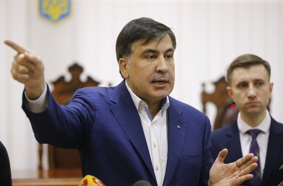 epa09500535 (FILE) - Former Georgian president and ex-governor of the Odessa region Mikheil Saakashvili speaks after a court hearing about a preventive punishment for Saakashvili at the appeal court i ...