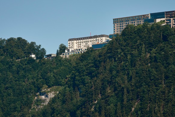 The Bürgenstock Resort, a potential venue for talks with the U.S. and Iran, in Obbuergen, Switzerland, near Lucerne, Thursday, June 18, 2026. (AP Photo/Vadim Ghirda)
Switzerland US Iran
