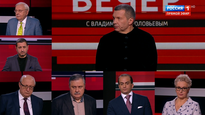 Besürzte Gesichter am Mittwochabend in der Talkshow «Abend mit Wladimir Solowjow».