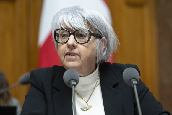 Bundesraetin Elisabeth Baume-Schneider spricht im Nationalrat an der Fruehjahrssession der Eidgenoessischen Raete, am Mittwoch, 18. Maerz 2026, in Bern. (KEYSTONE/Peter Schneider)