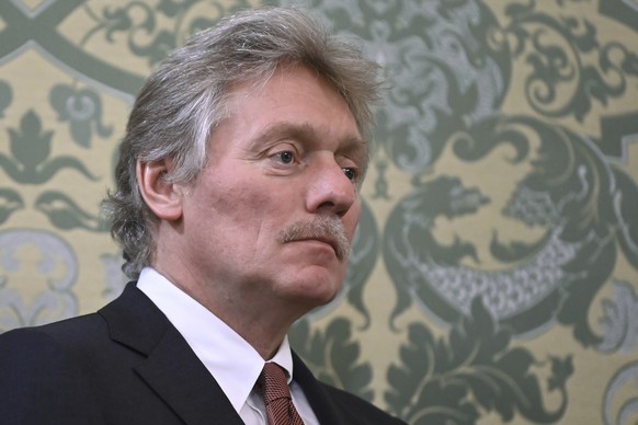 Kremlin spokesman Dmitry Peskov attends a meeting of Russian President Vladimir Putin and Tajikistan&#039;s President Emomali Rahmon at the Kremlin in Moscow, Russia, Tuesday, Nov. 21, 2023. (Alexande ...