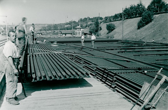 Storage area for rails near Winterthur ...
