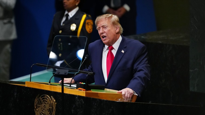 President Donald Trump speaks to the United Nations General Assembly, Tuesday, Sept. 22, 2026, at the UN headquarters. (AP Photo/Julia Demaree Nikhinson)
UN General Assembly Trump
