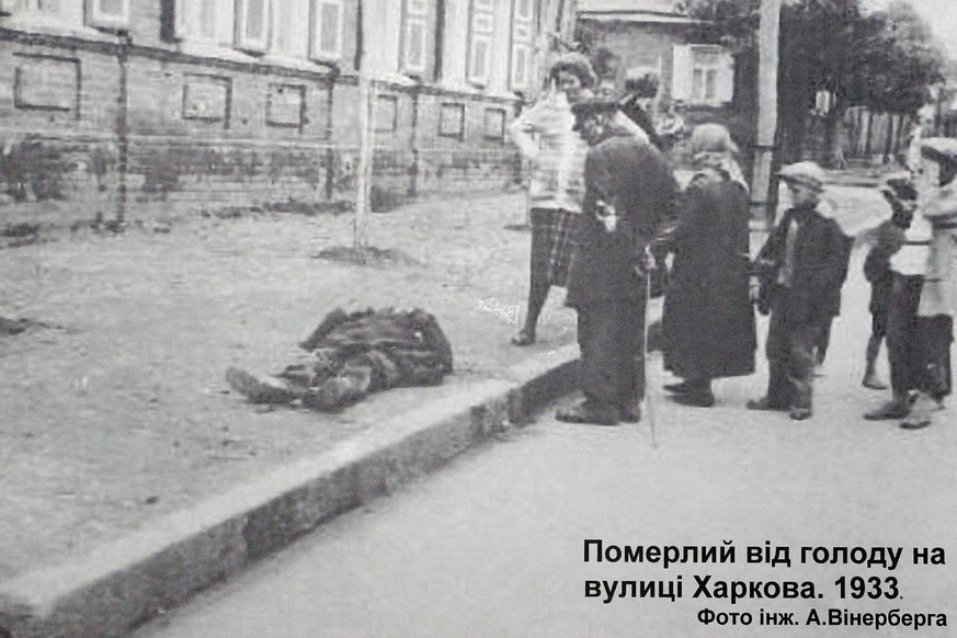 „Mann in Charkow an Hunger gestorben 1933“: Dieses Bild wurde in Kiew bei der Ausstellung „Deklassiertes Gedächtnis“ gezeigt