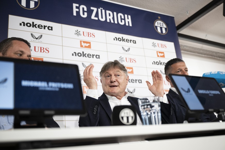 FCZ Praesident Ancillo Canepa spricht an der Saisonvorschau-Pressekonferenz vom FC Zuerich, aufgenommen am Dienstag, 16. Juli 2024 in Zuerich. (KEYSTONE/Ennio Leanza)