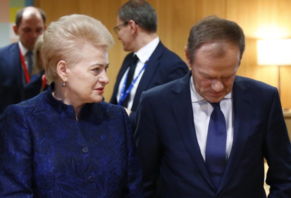 Dalia Grybauskaite könnte Donald Tusk (r.) beerben.